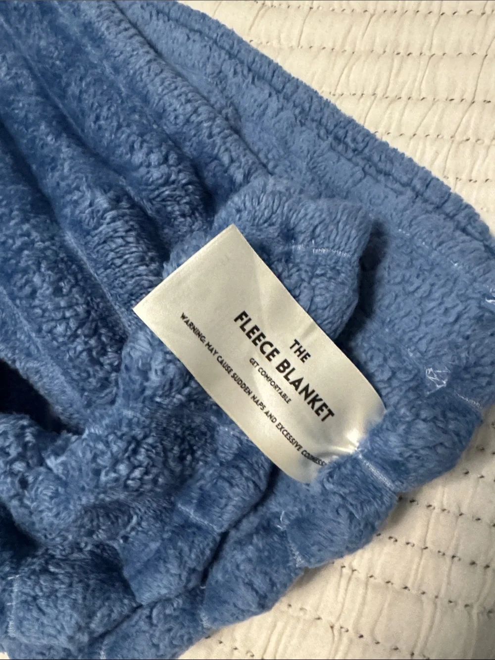 The Fleece Blanket Plush Ribbed Throw Blanket in Blue - Soft Home Bedding